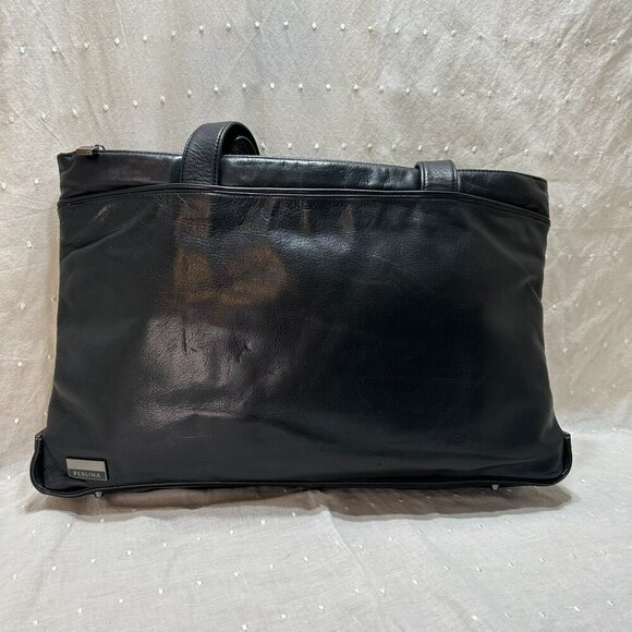Perlina Handbags - Perlina Black Leather Shoulder Tote